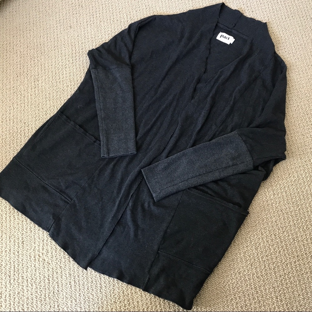 Pact Organic Cotton Open Front Draped Cardigan